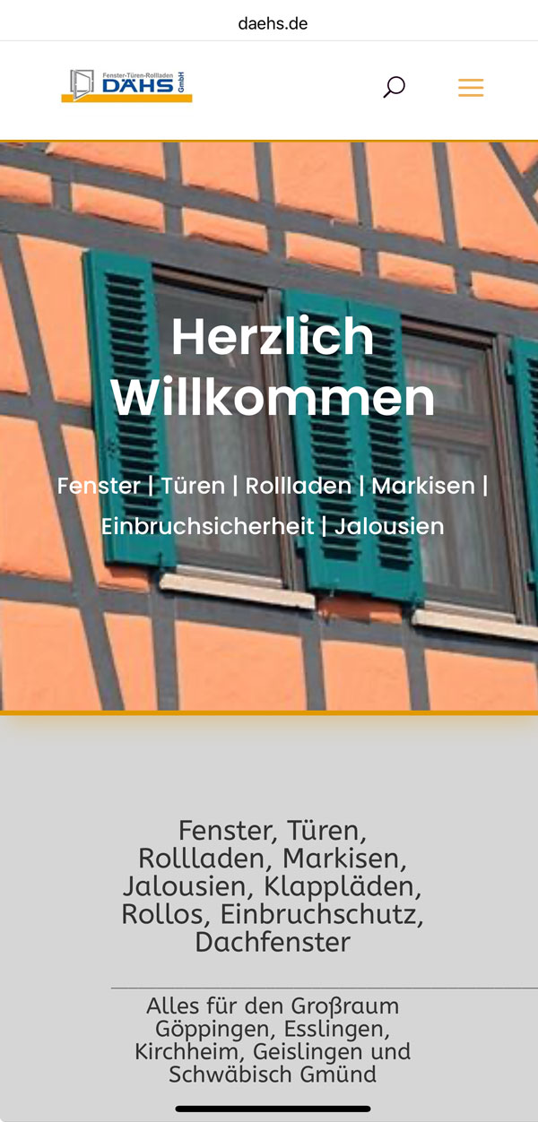 Einbruchschutz-Dähs Screenshot von Firma Dähs mit Einbruchschutz in den Leistungen